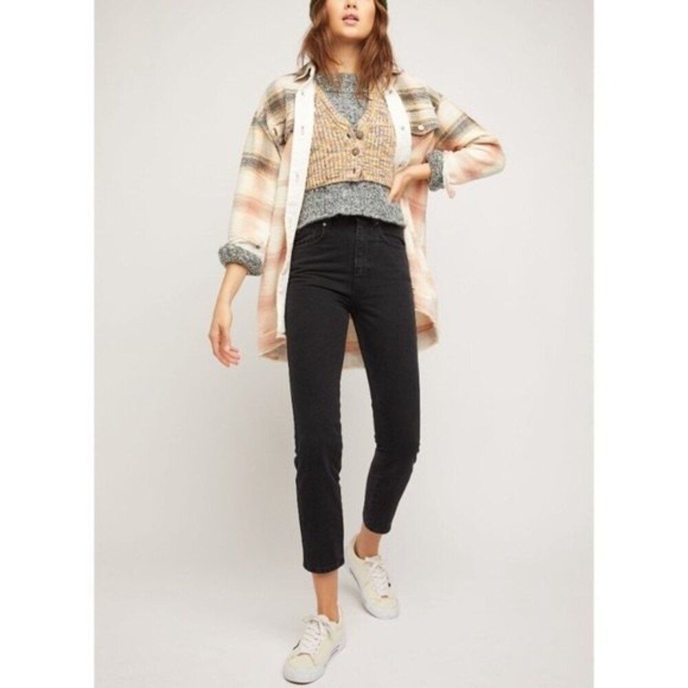 Free People Women’s Black Out Zip Fly Stovepipe Jeans Size 32